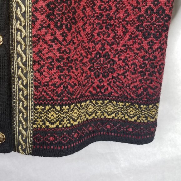 Vintage Norwear Cardigan Womens S Icelandic Red Wool Button Up Nordic Fair Isles - Picture 7 of 16